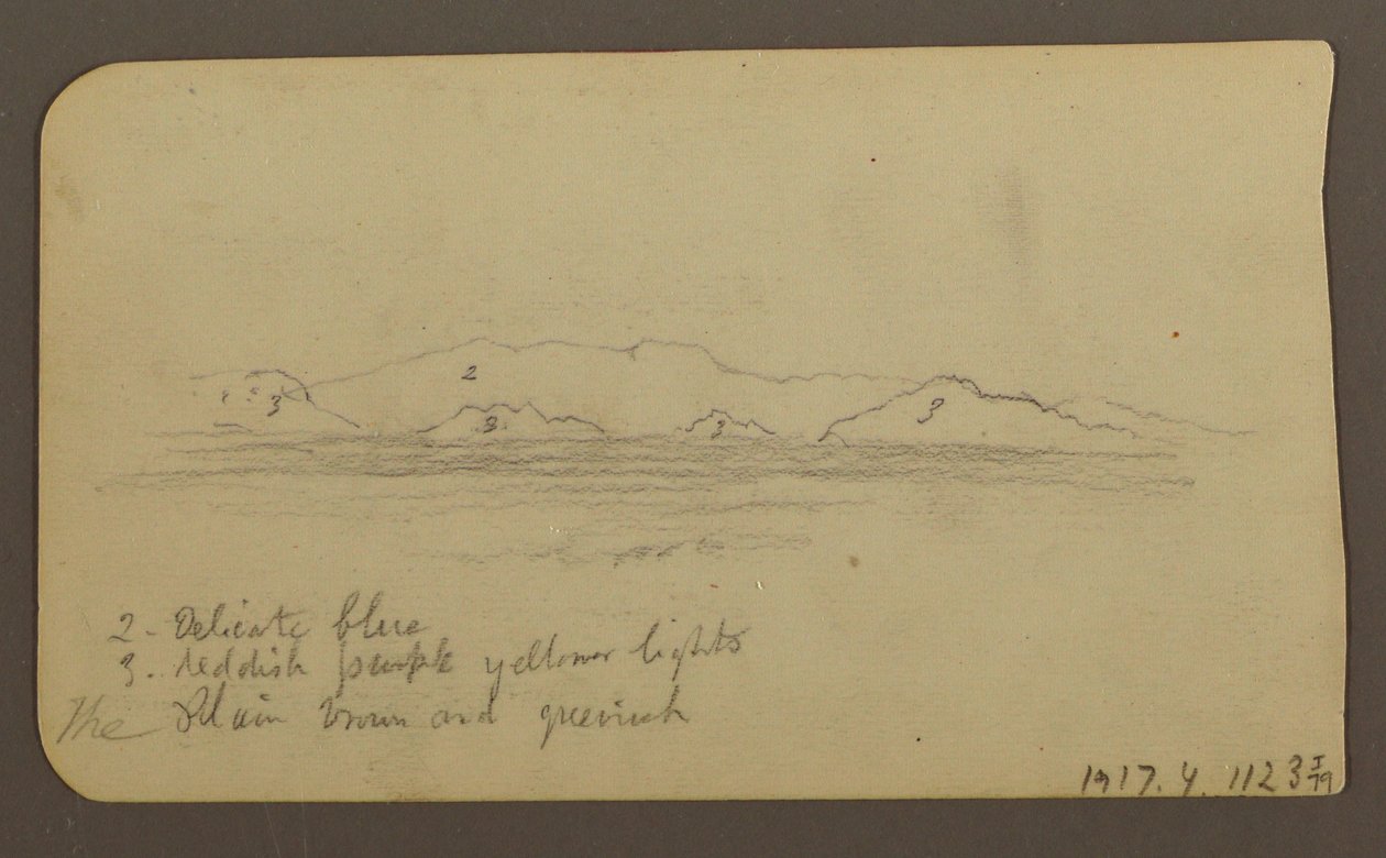 Disegno, Montagne; verso: Foothills amp; Catena montuosa, 21 dicembre 1885 da Frederic Edwin Church