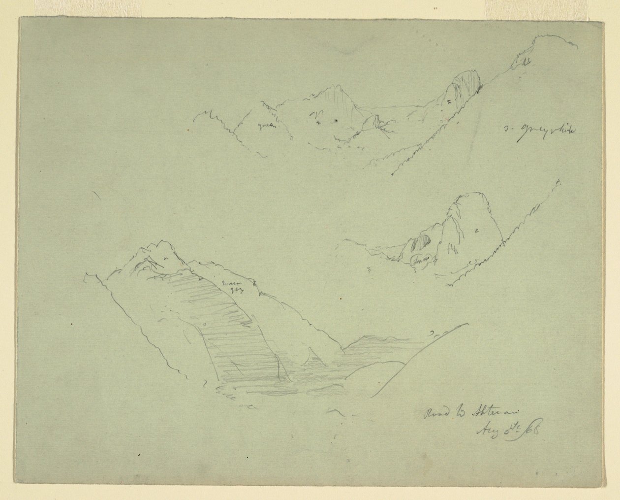 Disegno, Montagne vicino ad Abtenau, Salzkammergut, 5 agosto 1868 da Frederic Edwin Church