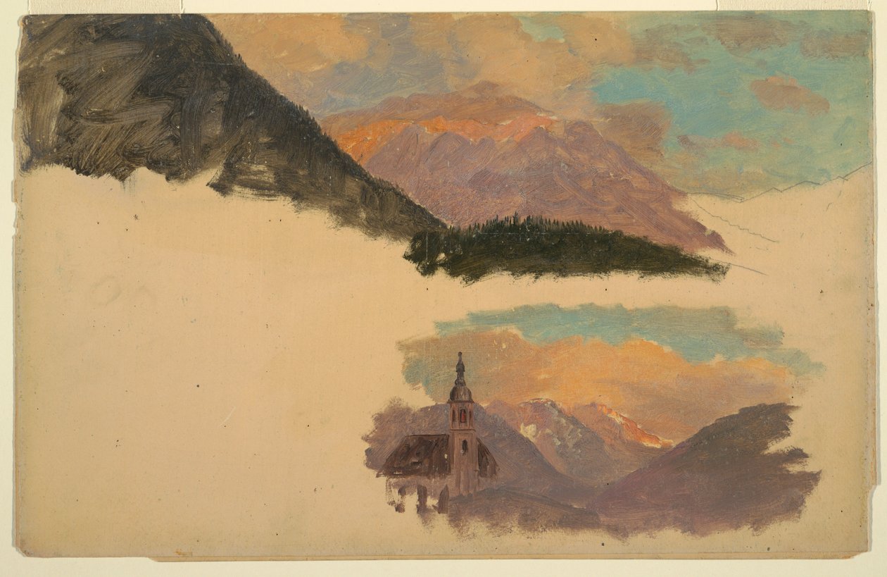 Disegno, montagne vicino a Berchtesgaden, Baviera, giugno 1868 da Frederic Edwin Church