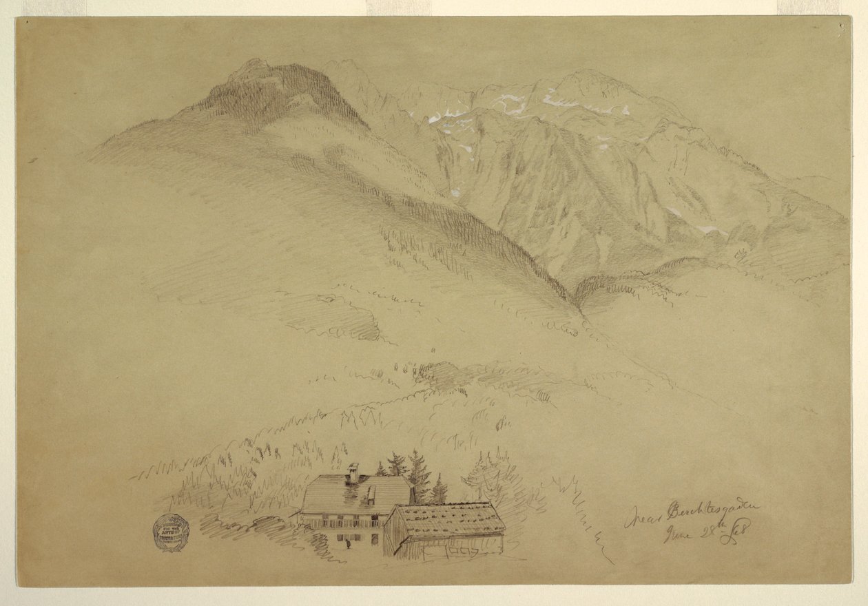 Disegno, Monti Goell e Brett presso Berchtesgarden, Baviera, 28 giugno 1868 da Frederic Edwin Church
