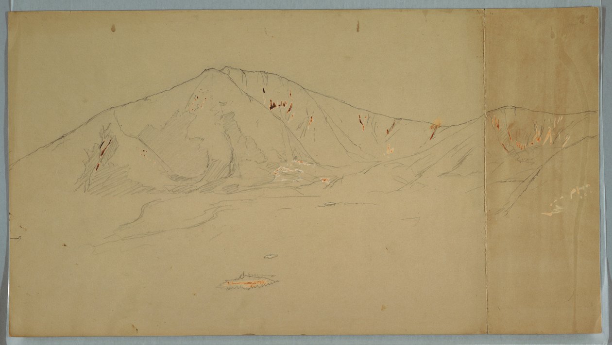Disegno, Monte Katahdin da sud-est; verso: Monte Katadhin, 1876-78 da Frederic Edwin Church