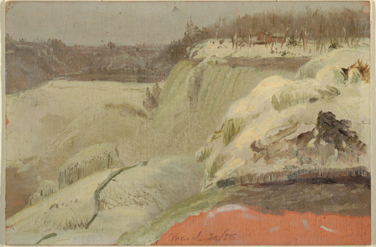 Disegno, Cascate del Niagara nella neve, viste da Goat Island, 1856 da Frederic Edwin Church