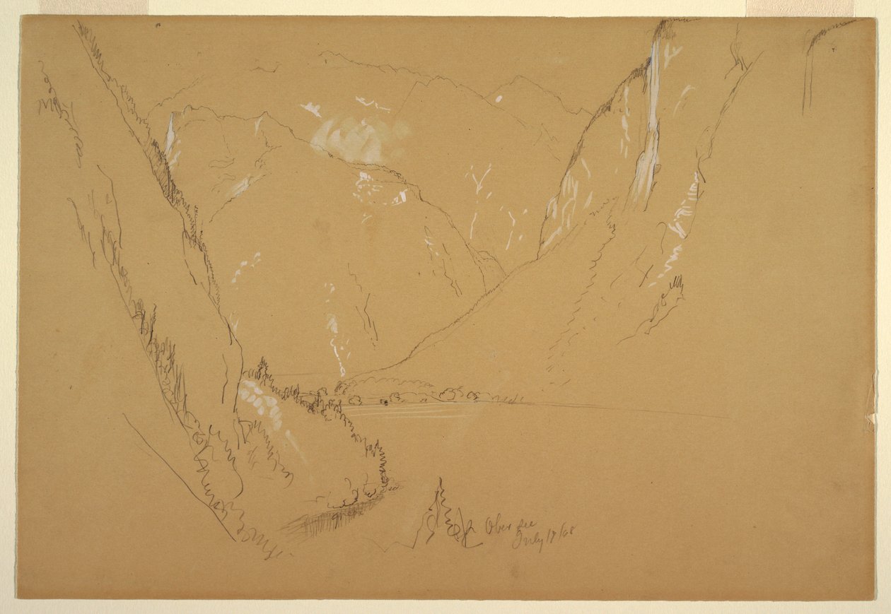 Disegno, "Obersee", vicino a Berchtesgarden, Baviera, 17 luglio 1868 da Frederic Edwin Church