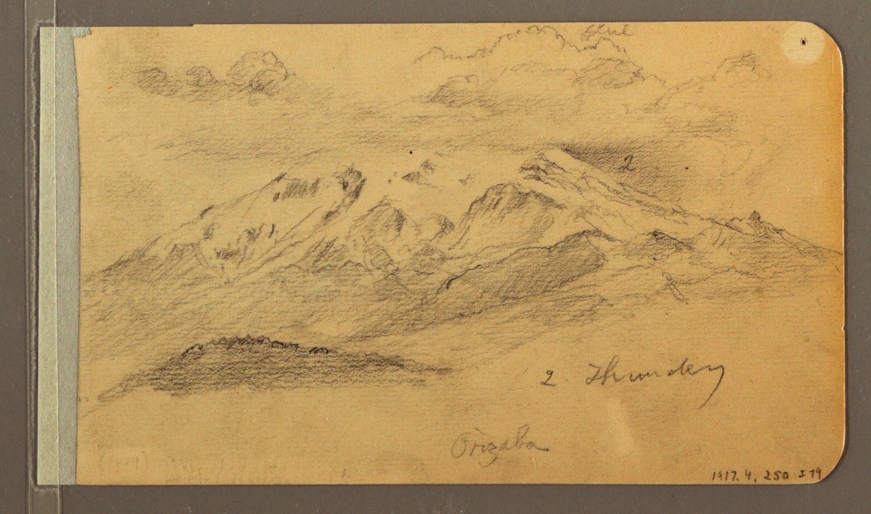 Disegno, Orizaba; verso: cielo nuvoloso, tetto, 1889 da Frederic Edwin Church