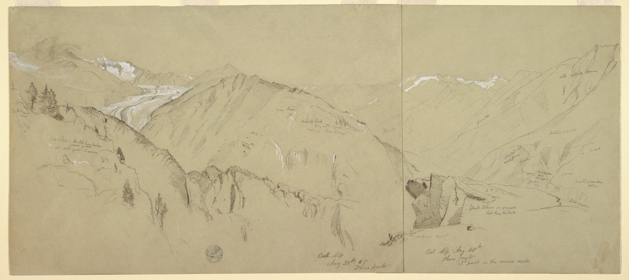 Disegno, Veduta panoramica da Bel Arp, 1868 da Frederic Edwin Church