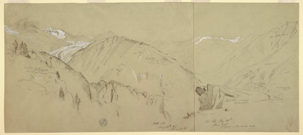 Disegno, Veduta panoramica da Bel Arp, 1868 da Frederic Edwin Church