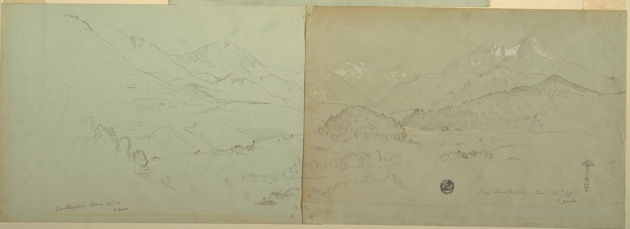 Disegno, Veduta panoramica di Unter-Schönau, 1868 da Frederic Edwin Church