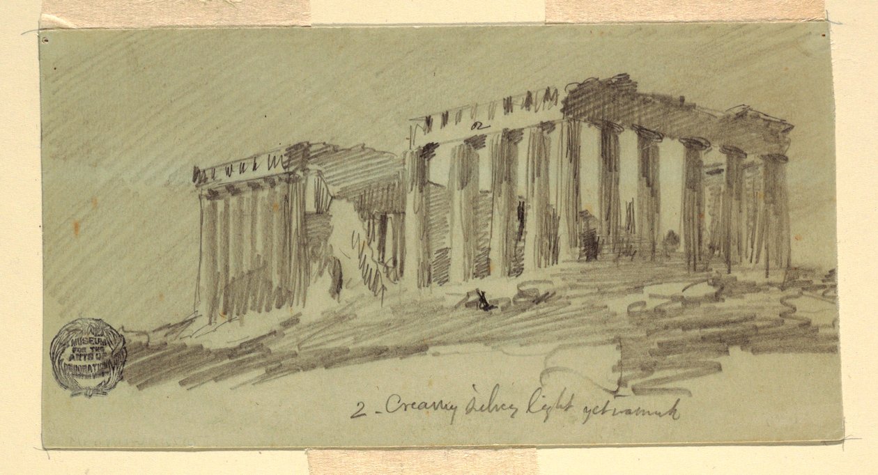 Disegno, Partenone, Atene da sud-est, aprile 1869 da Frederic Edwin Church