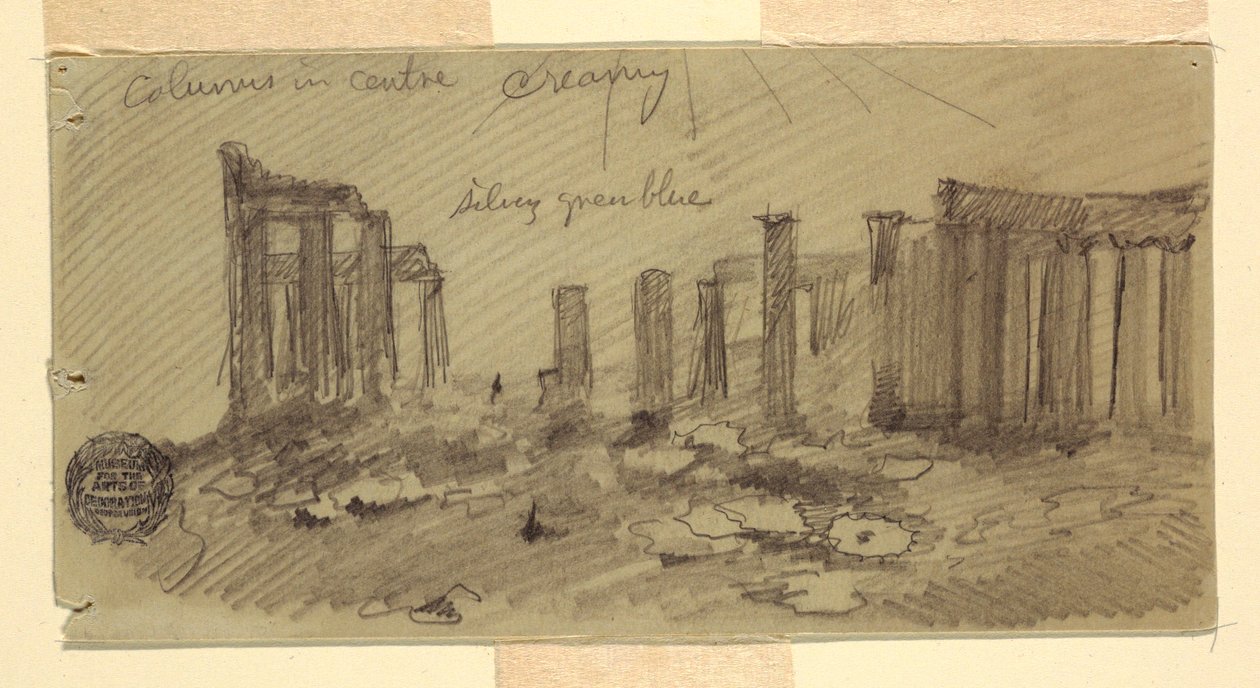 Disegno, Partenone, Atene da ovest, aprile 1869 da Frederic Edwin Church