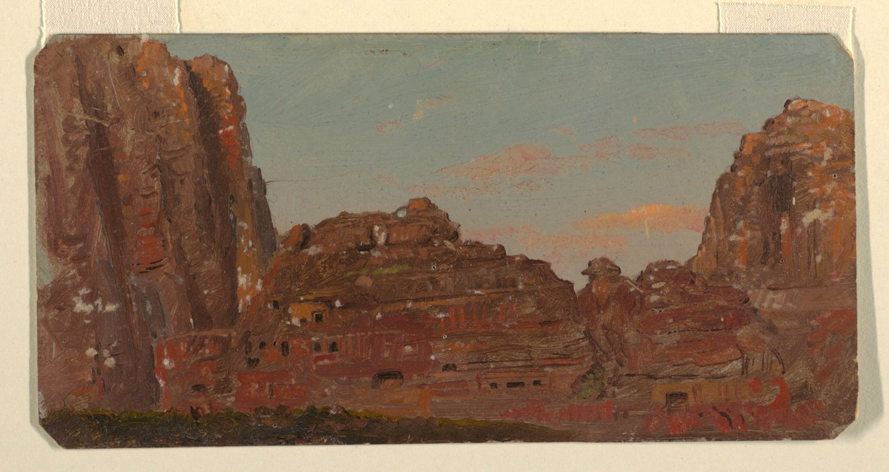 Disegno, Petra, camere rupestri di Khirbet en-Nasara, febbraio 1868 da Frederic Edwin Church