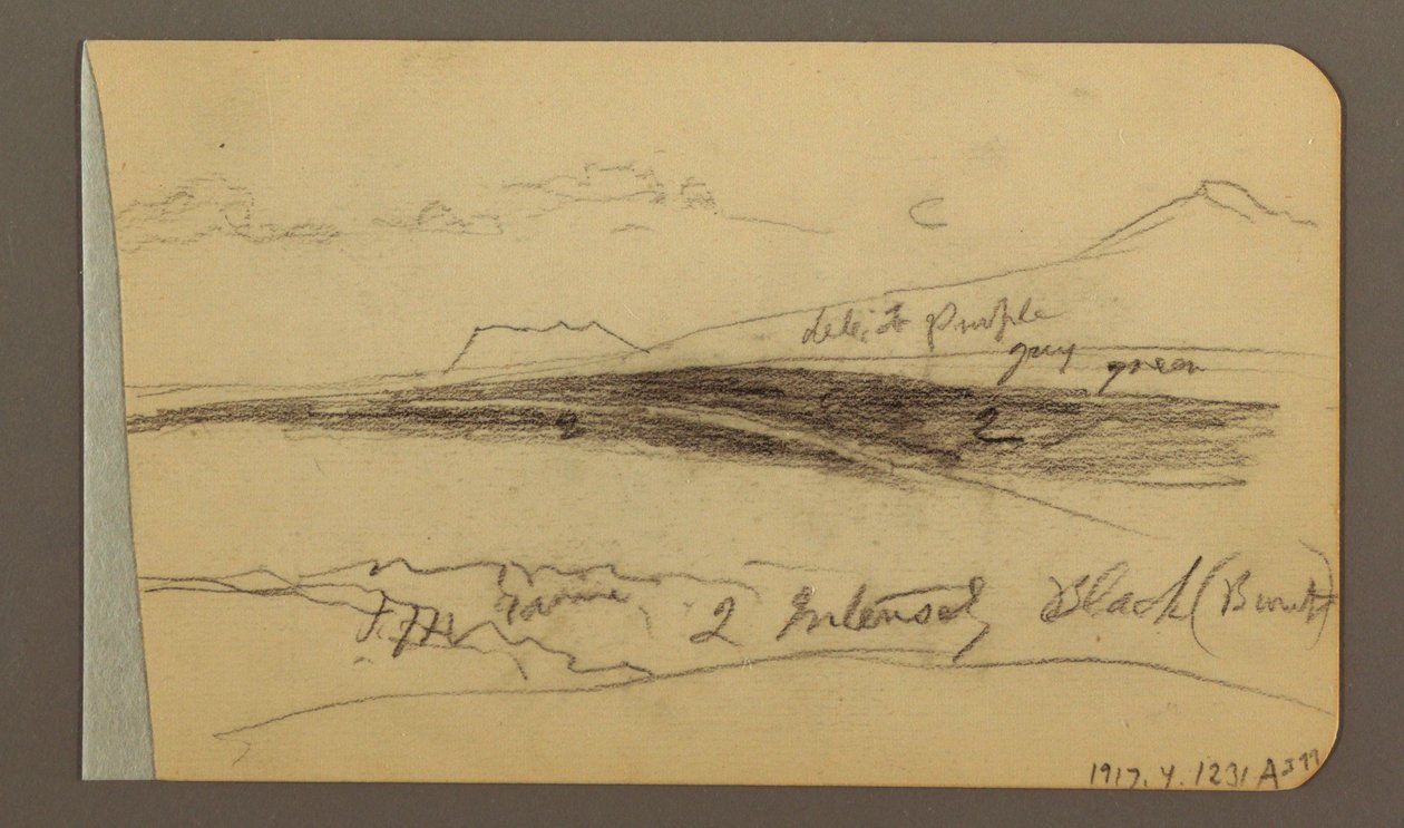 Disegno, pianura, collina, città; verso: catena montuosa, 1889 da Frederic Edwin Church