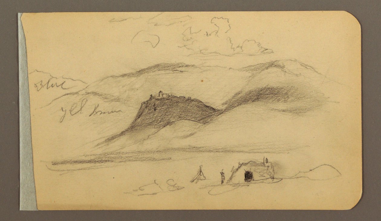 Disegno, pianura, collina, città; verso: catena montuosa, 1889 da Frederic Edwin Church