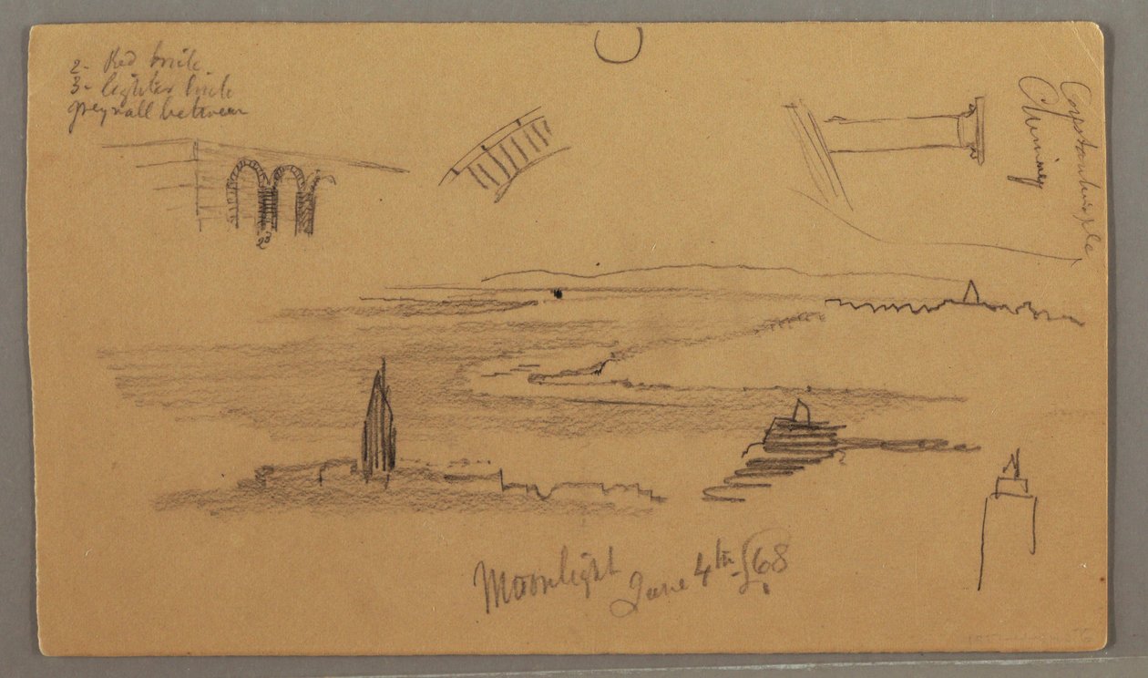 Disegno, Pianura, Studi architettonici, 4 giugno 1868 da Frederic Edwin Church