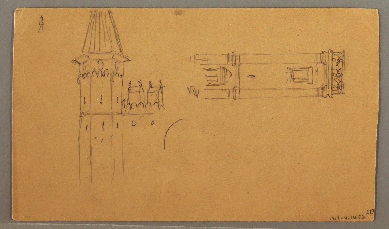 Disegno, Pianura, Studi architettonici, 4 giugno 1868 da Frederic Edwin Church