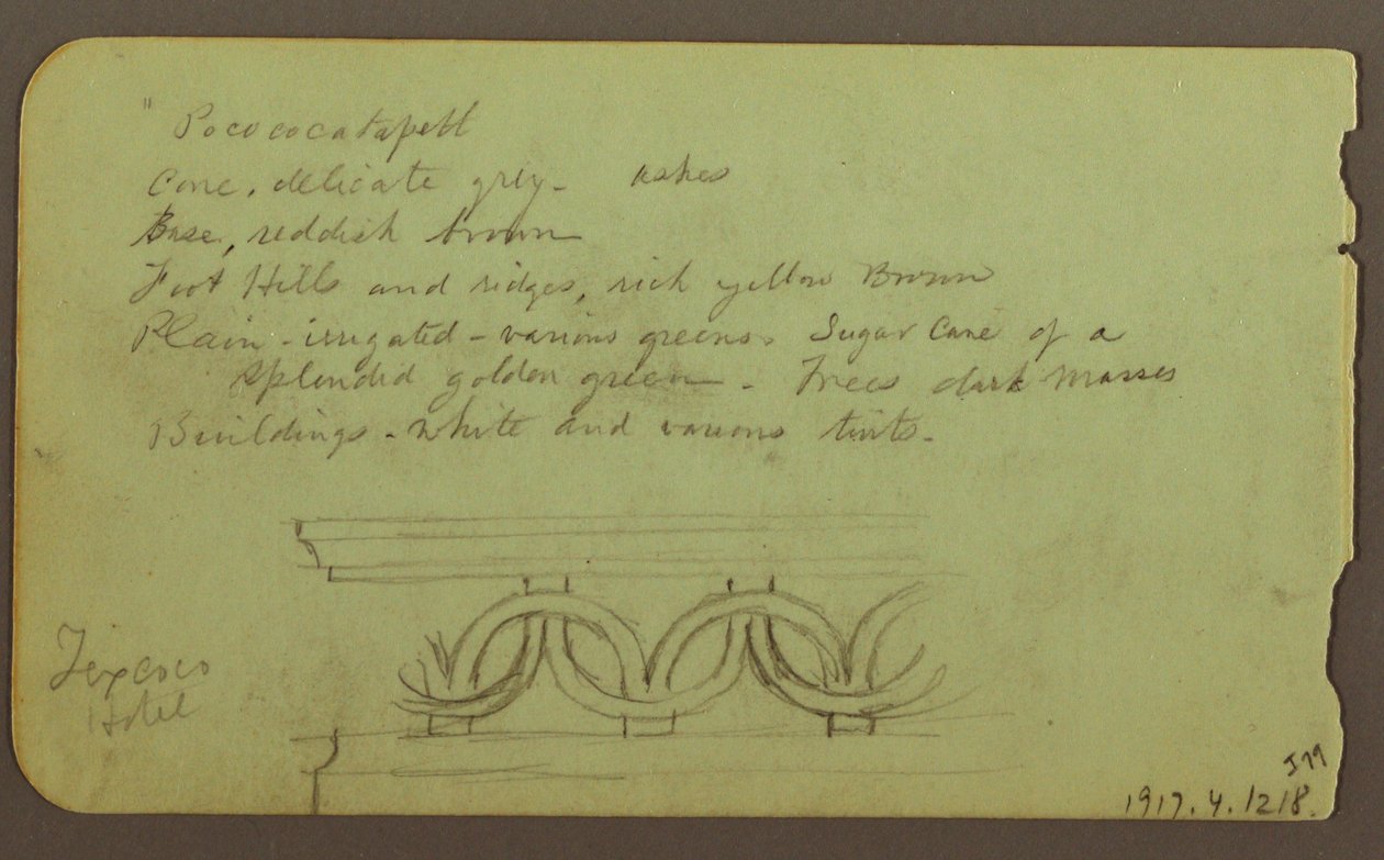 Disegno, Popocatapel; verso: fregio sull