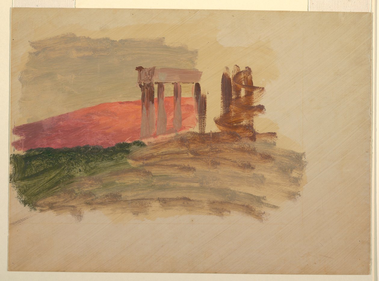 Disegno, schizzo rapido del Tempio di Corinto, 1869 da Frederic Edwin Church