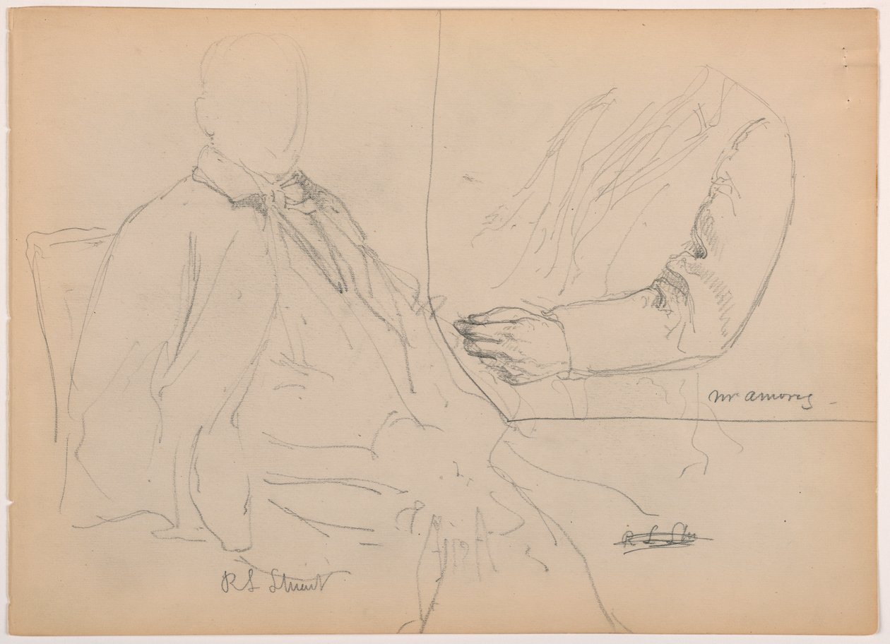 Disegno, Robert L. Stuart seduto, primo ritratto, per il Presbytarian Hospital; Mr. W. ARmory, studio del torace e del braccio, 1881 da Frederic Edwin Church