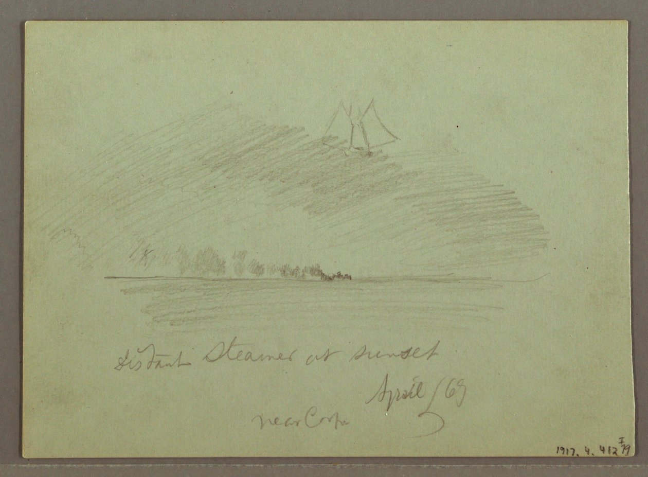 Disegno, Rocce di fronte alla costa, Scogliere rocciose presso la costa, aprile 1869 da Frederic Edwin Church