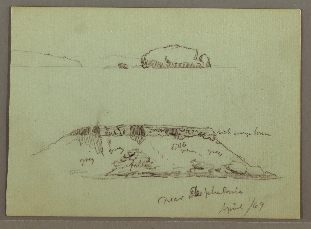Disegno, Rocce di fronte alla costa, Scogliere rocciose presso la costa, aprile 1869 da Frederic Edwin Church