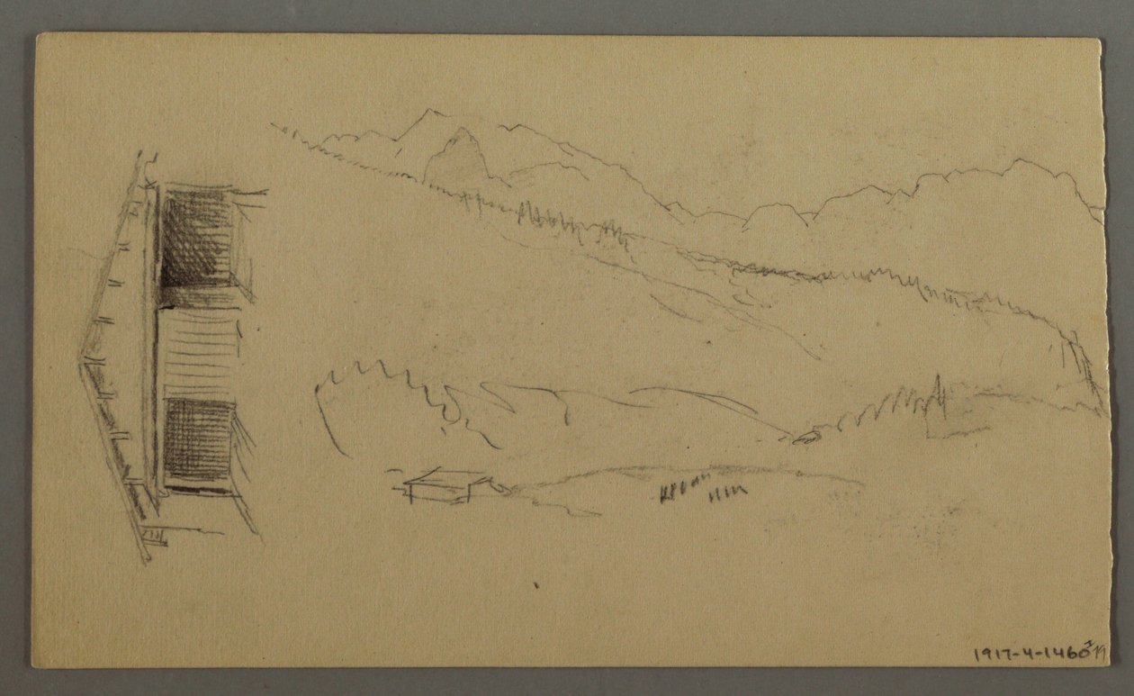 Disegno, tetti, cancello, cime, agosto 1868 da Frederic Edwin Church