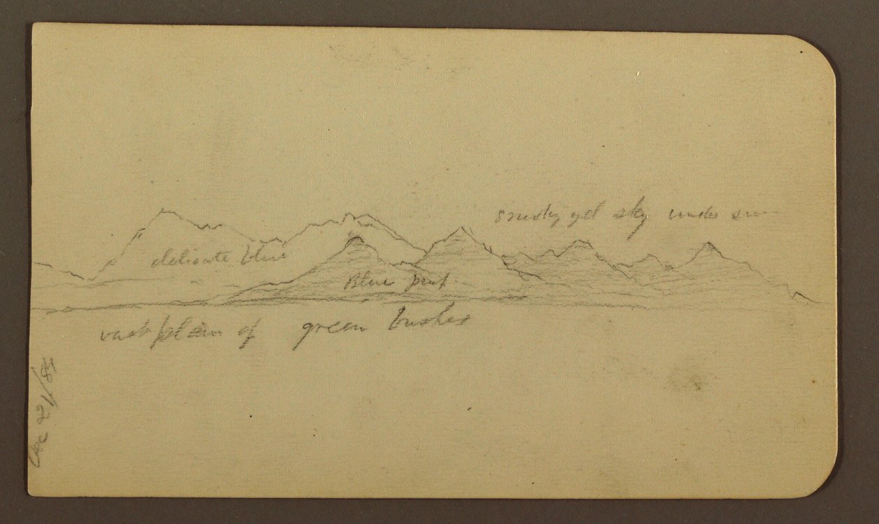 Disegno, montagna aspra attraverso una pianura; verso: figure, paesaggio, 12 dicembre 1884 da Frederic Edwin Church