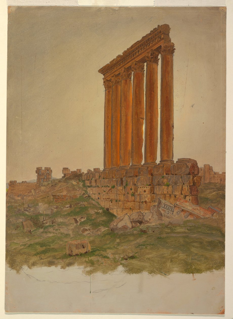 Disegno, Rovine del Tempio di Zeus, Baalbek, maggio 1868 da Frederic Edwin Church