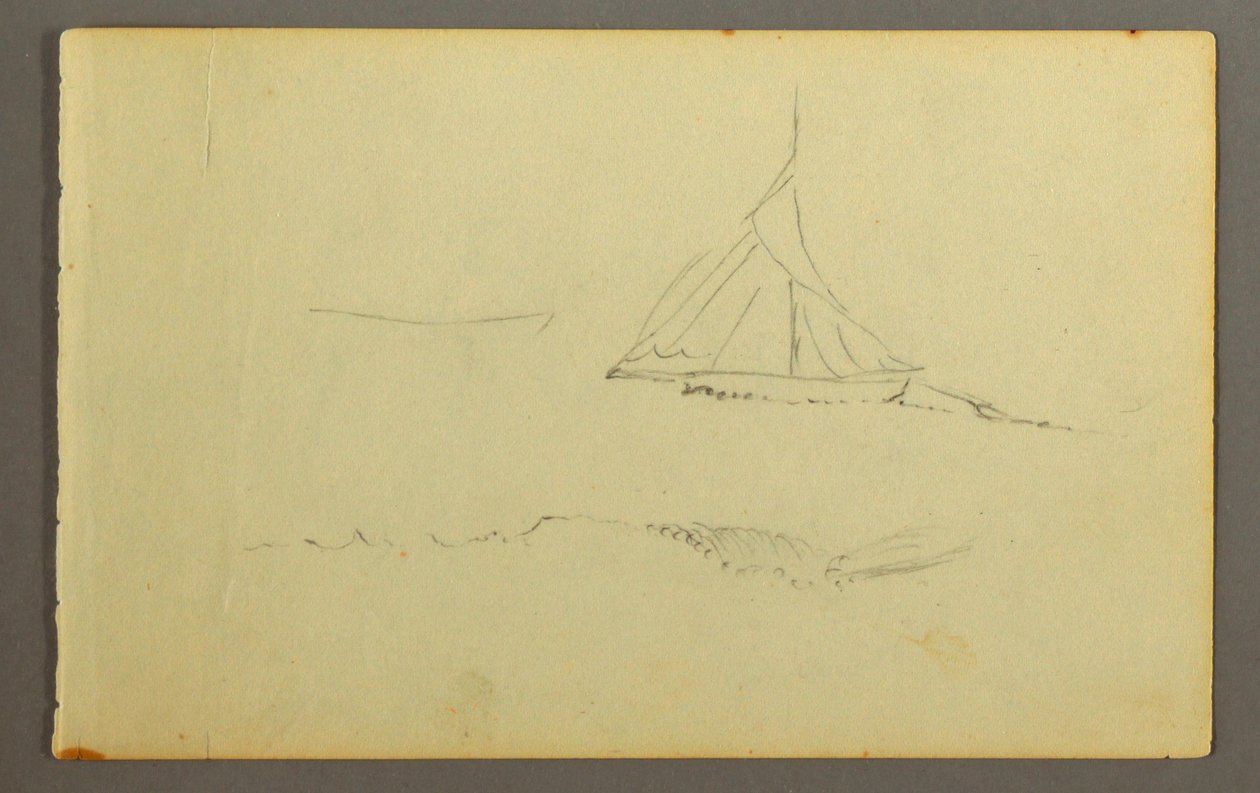 Disegno, barca a vela vista da babordo, 1845 da Frederic Edwin Church
