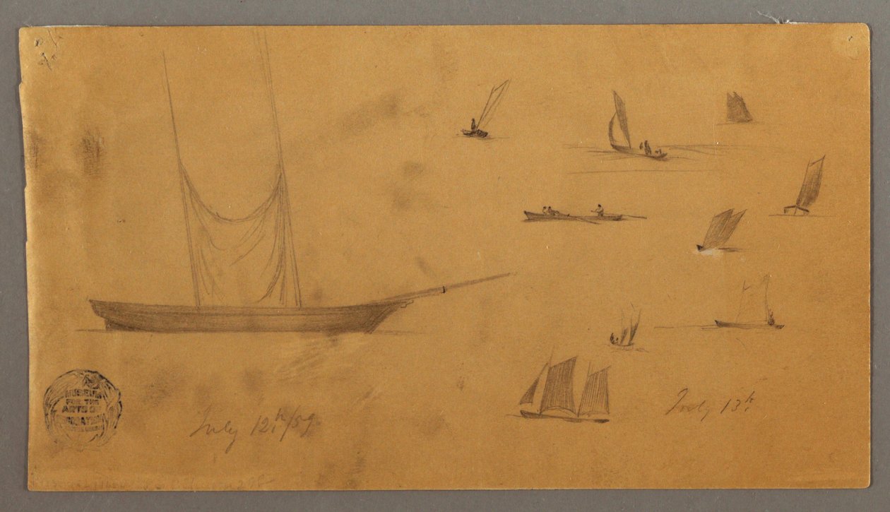 Disegno, studi sulla barca a vela, 12-13 luglio 1859 da Frederic Edwin Church