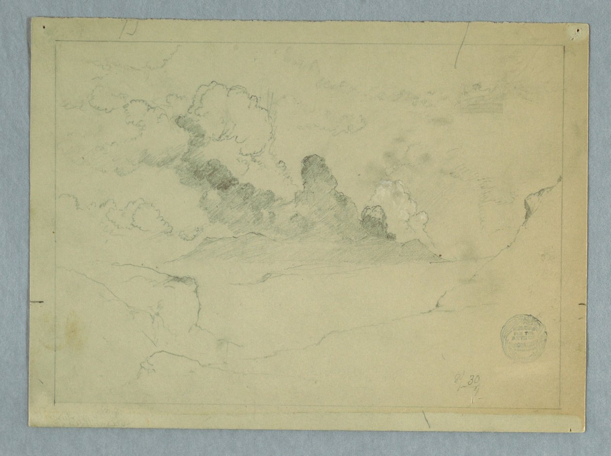 Disegno, vulcano Sangay in eruzione, Ecuador, 1857-62 da Frederic Edwin Church