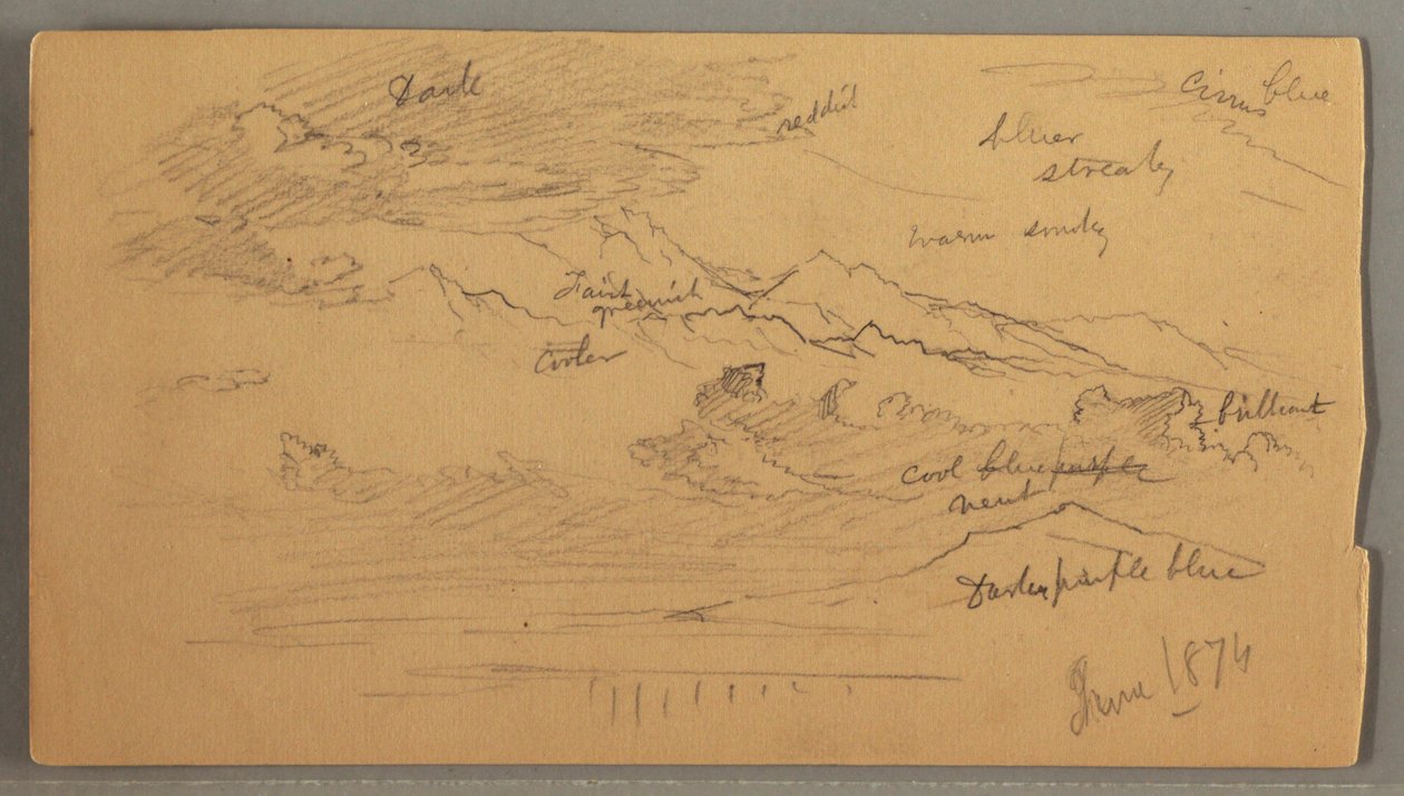 Disegno, Cime aguzze, cielo nuvoloso, giugno 1874 da Frederic Edwin Church