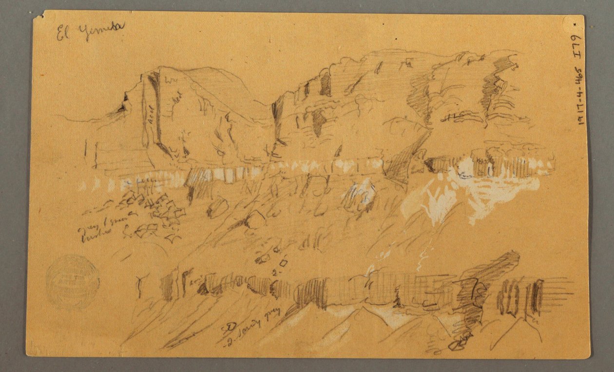 Disegno, Schizzi, Valle di El Yemen, "Arabia", forse 1868, 20 febbraio da Frederic Edwin Church