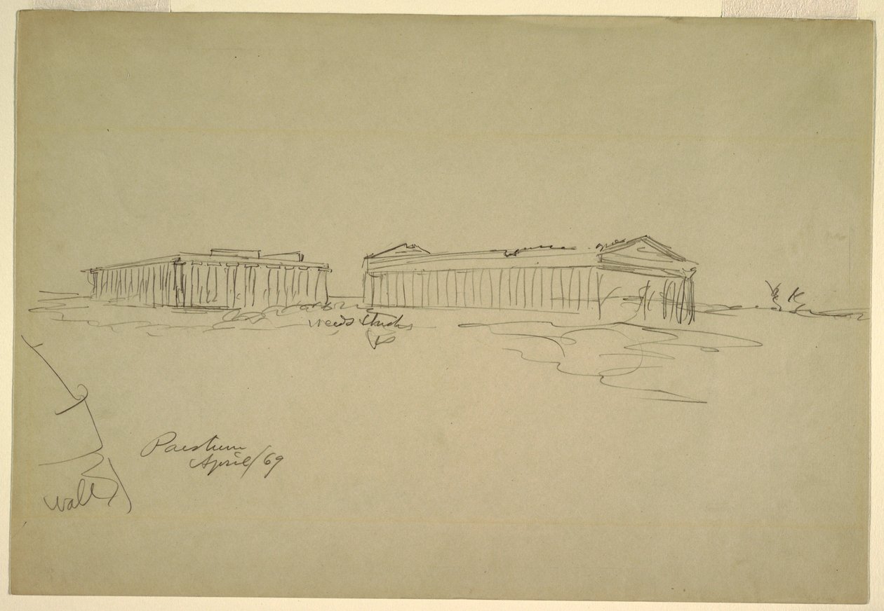 Disegno, schizzi, Paestum, Italia meridionale, aprile 1869 da Frederic Edwin Church