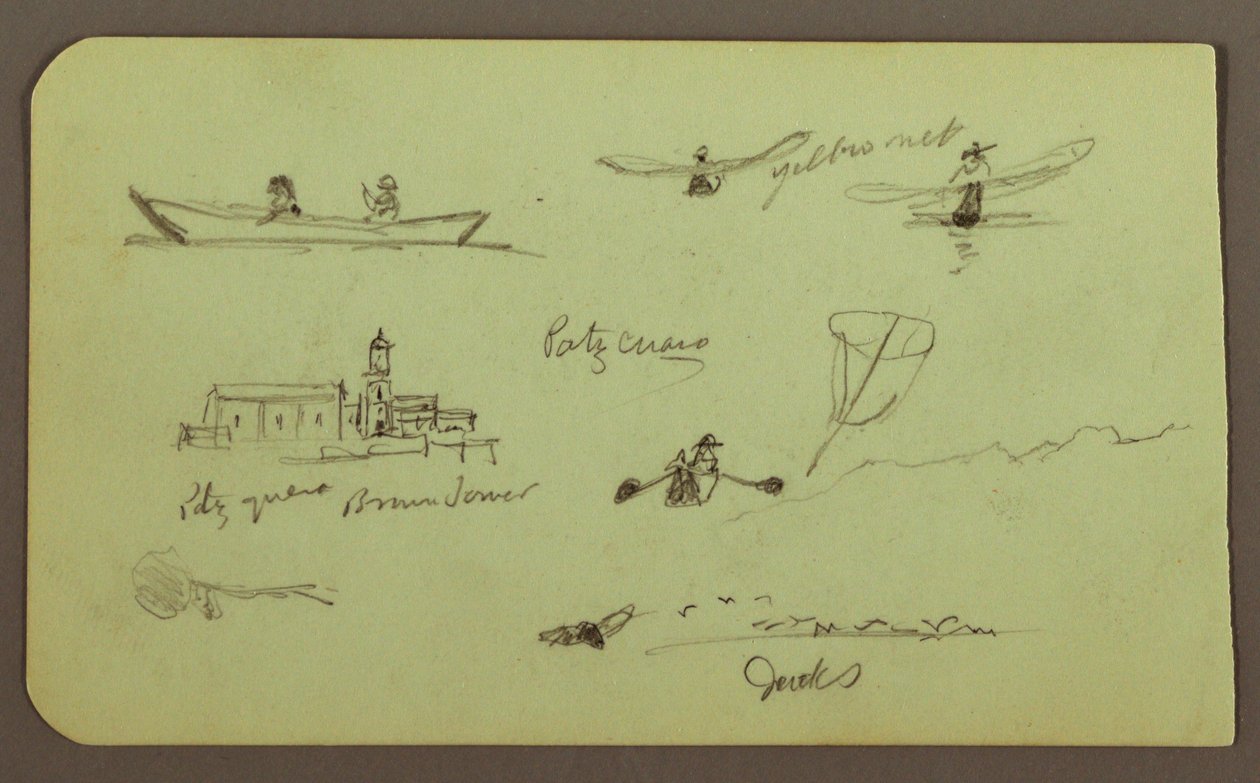 Disegno, Schizzi da Patzcuaro; verso: Chiesa, Atlatahuca, 1883 da Frederic Edwin Church