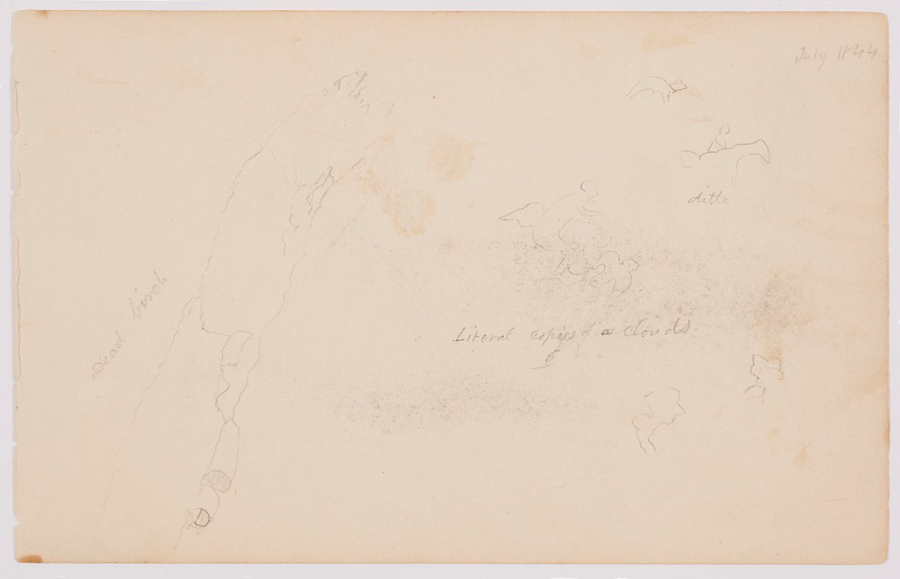 Disegno, Schizzi di nuvole e betulla morta, luglio 1844 da Frederic Edwin Church