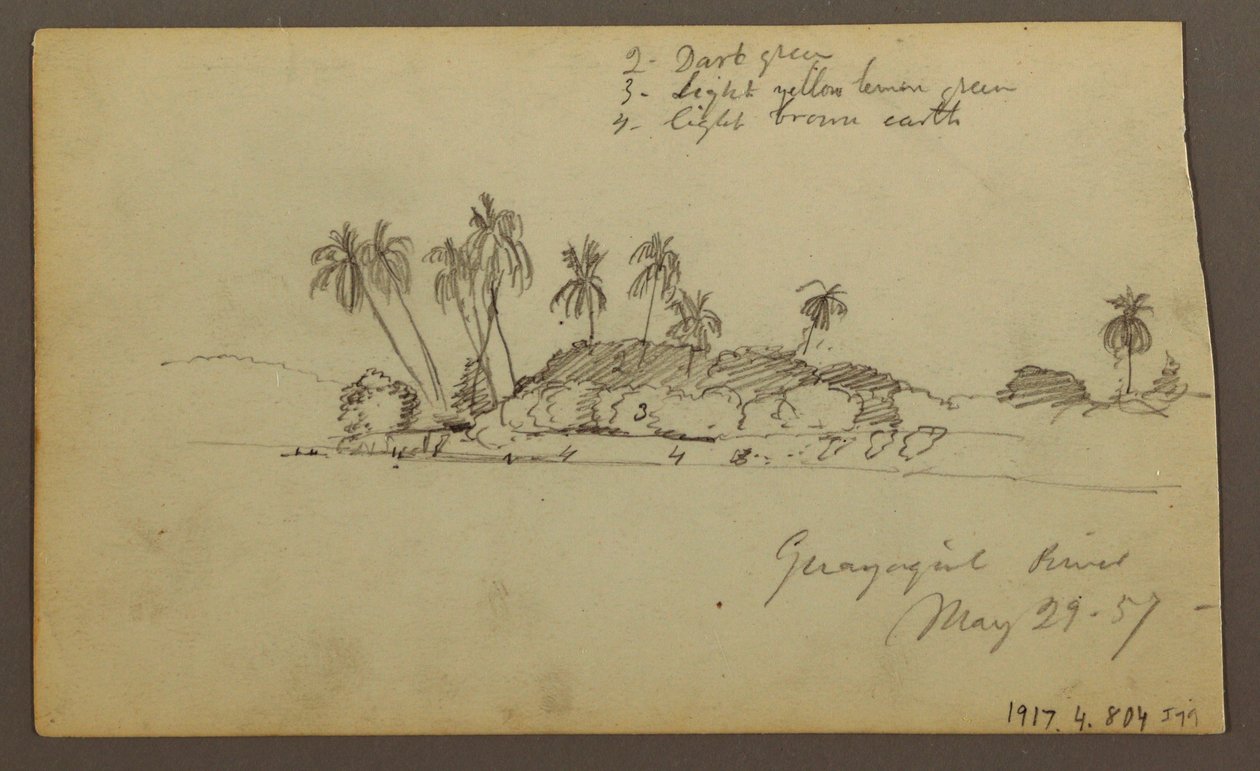 Disegno, cielo sul mare; verso: riva del Guayas presso Guayaquil, Ecuador, 29 maggio 1857. da Frederic Edwin Church