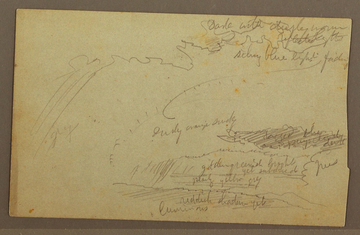 Disegno, studio del cielo, creste di montagna, arcobaleno, anni 1860 da Frederic Edwin Church