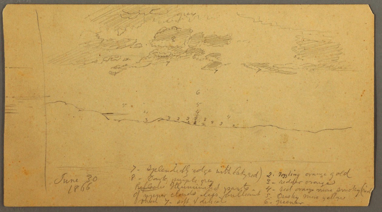 Disegno, Studio del cielo sul crinale, giugno 1882 da Frederic Edwin Church