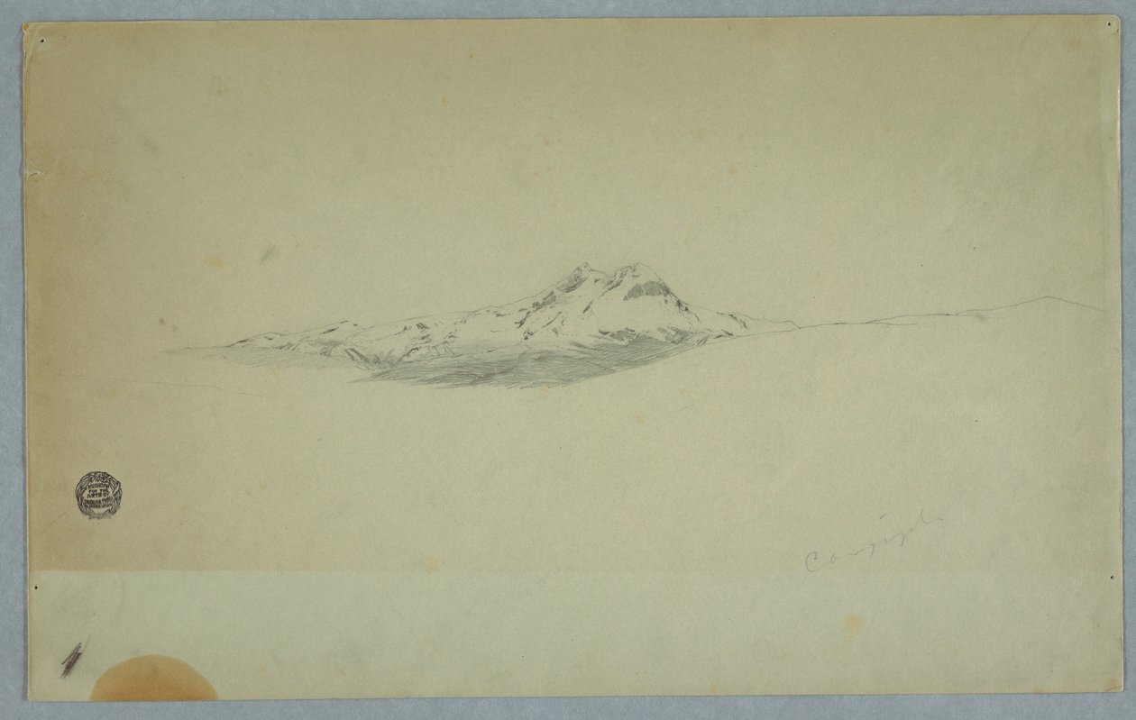 Disegno, Vetta innevata del vulcano, 1850-60 da Frederic Edwin Church