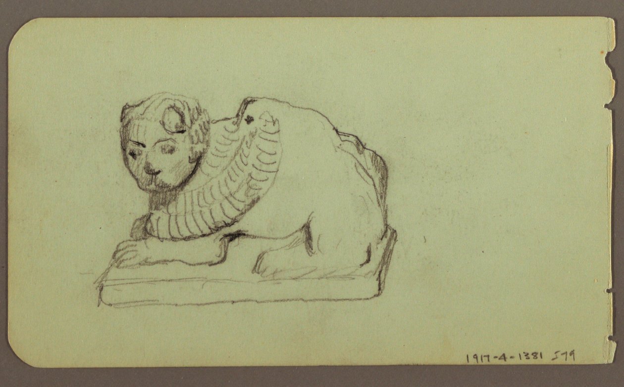 Disegno, Statua di Leone, Skiff; verso: Statua di Leone, dicembre 1883 da Frederic Edwin Church