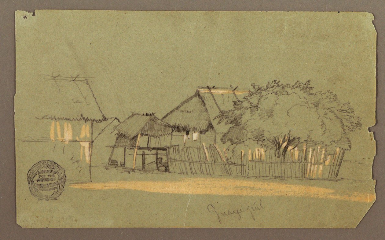 Disegno, strada con case, Guayaquil, Ecuador, maggio 1857 da Frederic Edwin Church