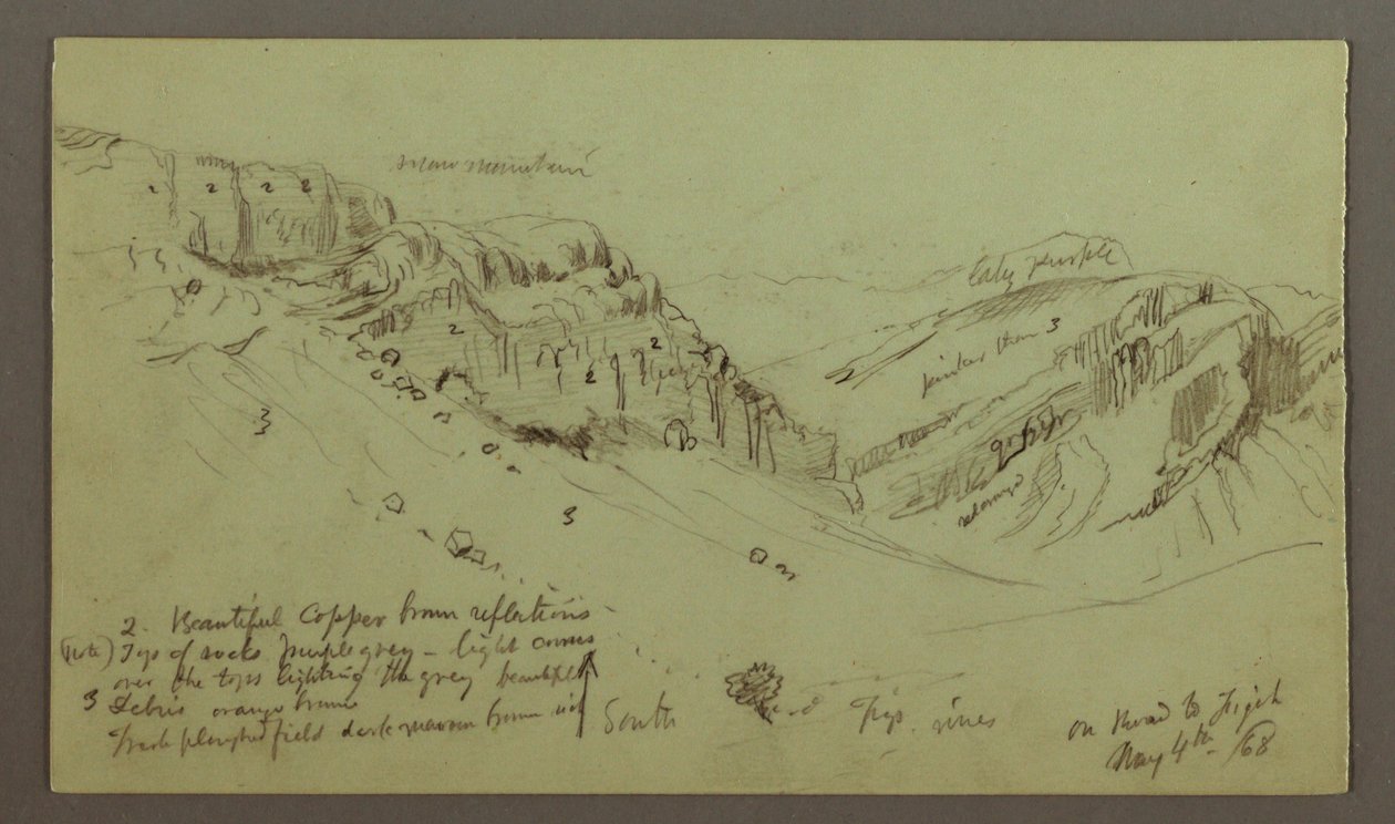 Disegno, studio del lato di una valle, 4 maggio 1868 da Frederic Edwin Church
