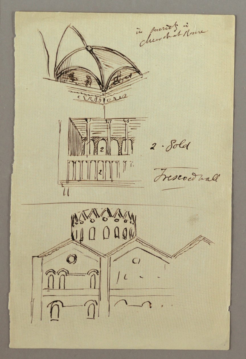 Disegno, Studio di volta trifora, edificio, forse 1868-69 da Frederic Edwin Church