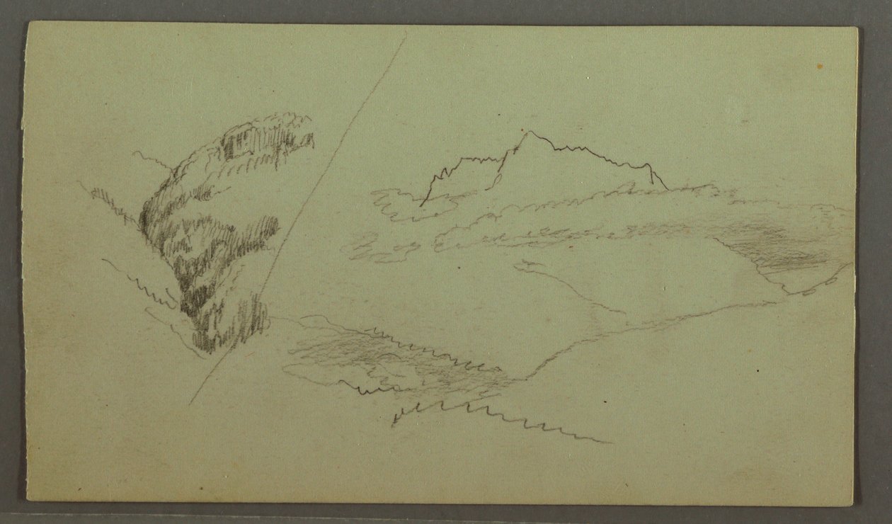 Disegno, Vetta che si erge sopra le nuvole, valle stretta, forse 1868 da Frederic Edwin Church