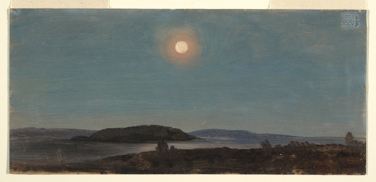 Disegno, Sole o luna che sorge sulle isole Porcupine, Bar Harbor, 1860 ca. da Frederic Edwin Church