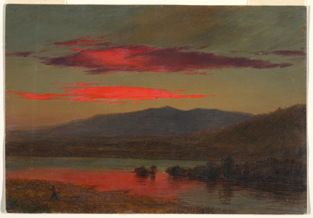 Disegno, Tramonto, Hudson, New York, 25 dicembre 1873 da Frederic Edwin Church