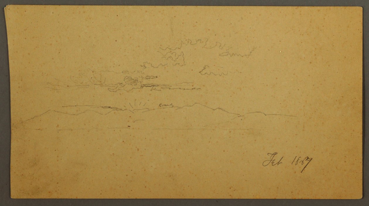 Disegno, Tramonto dietro le colline, febbraio 1867 da Frederic Edwin Church