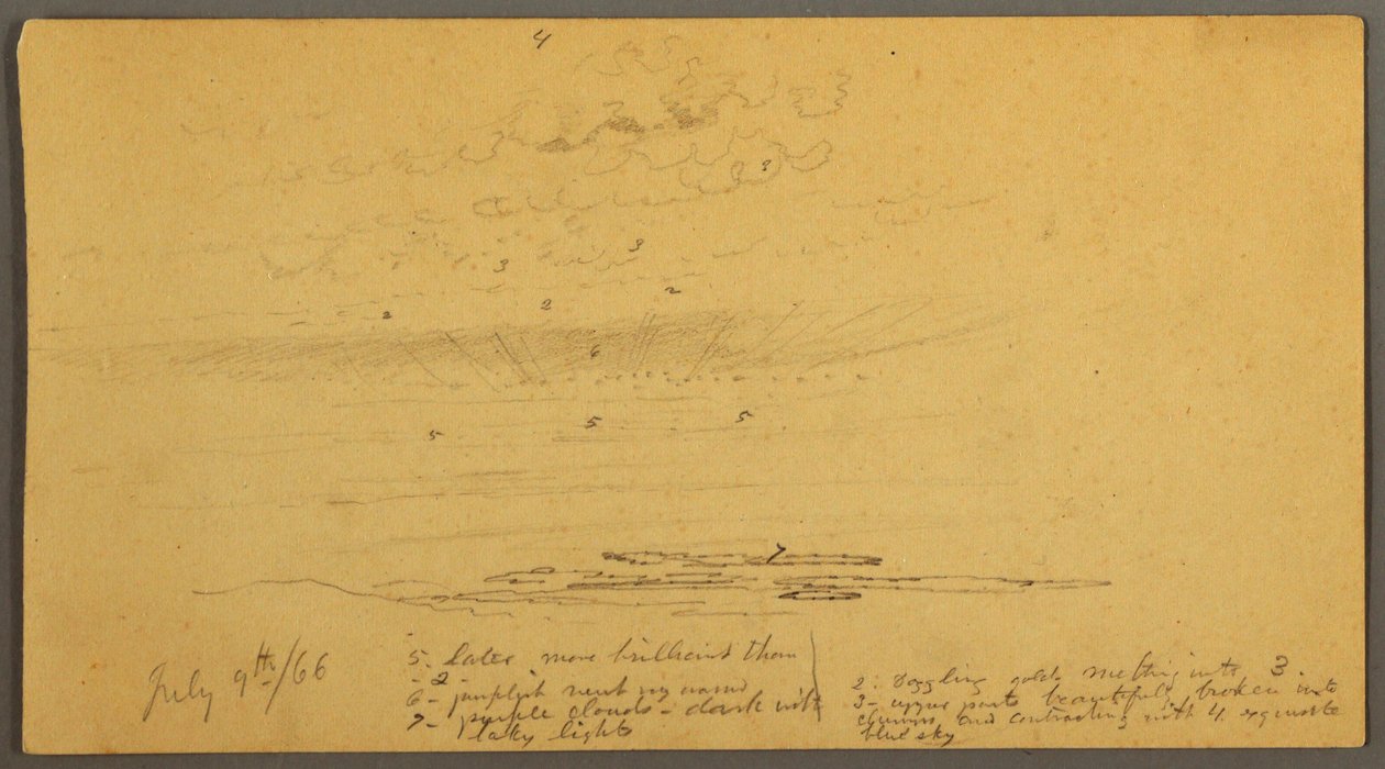 Disegno, Tramonto sulle colline, 9 luglio 1866 da Frederic Edwin Church