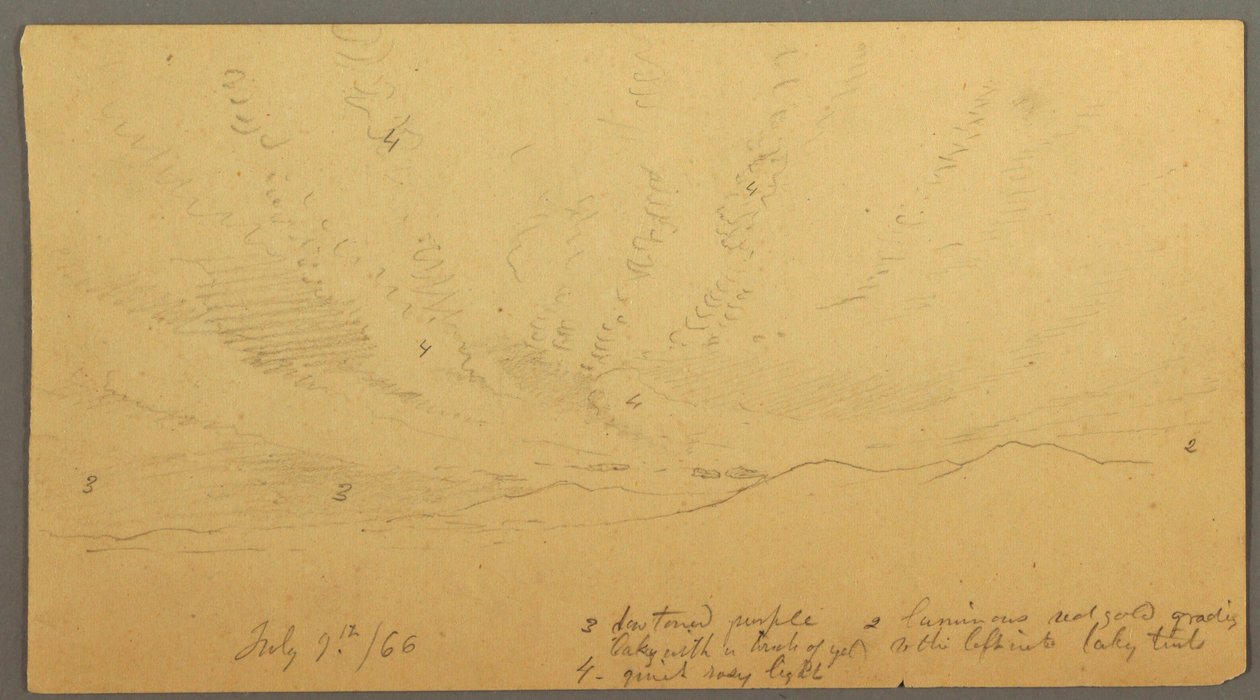 Disegno, Tramonto sulle colline, 9 luglio 1866 da Frederic Edwin Church