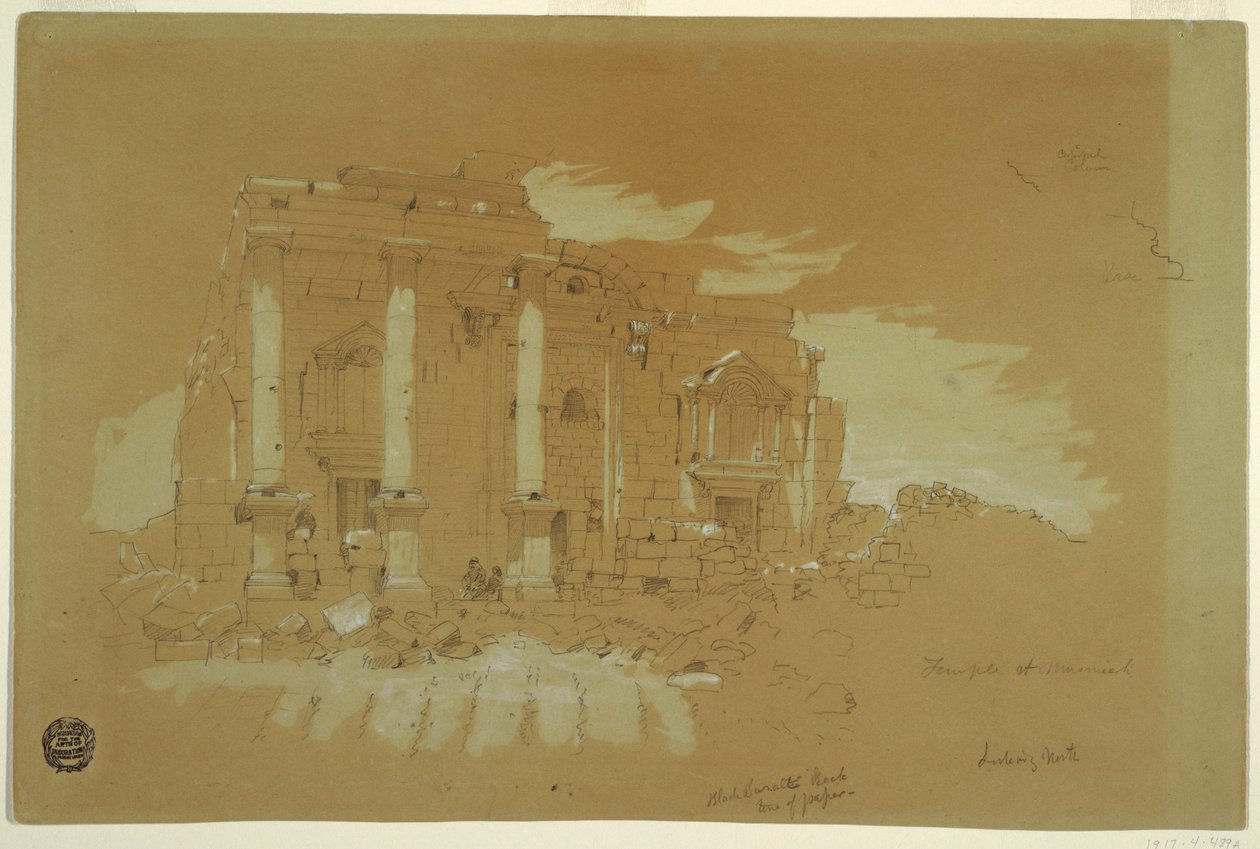 Disegno, Tempio di Mismiyeh, Siria, 28 aprile 1868 da Frederic Edwin Church