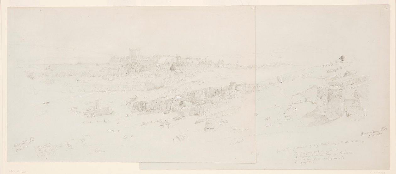 Disegno, Templi al mattino, Baalbek, 12 maggio 1868 da Frederic Edwin Church